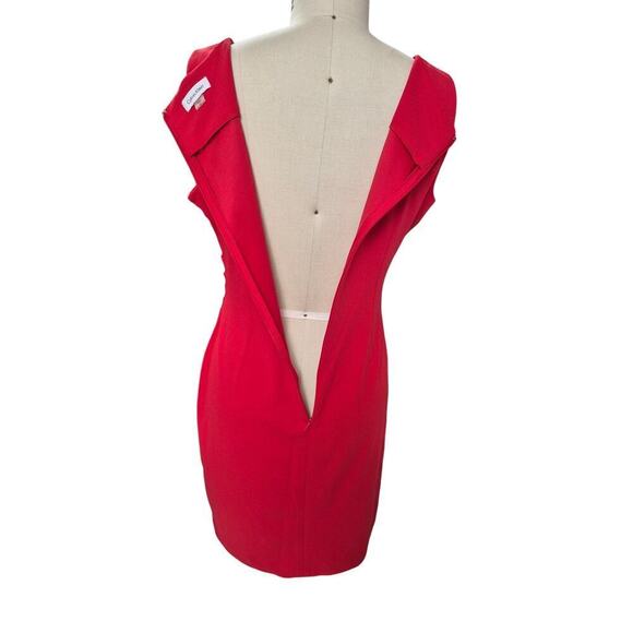 NWT Calvin Klein Poly/Spandex Cherry Red Bodycon Sheath Dress  Sz 14 - Picture 4 of 7